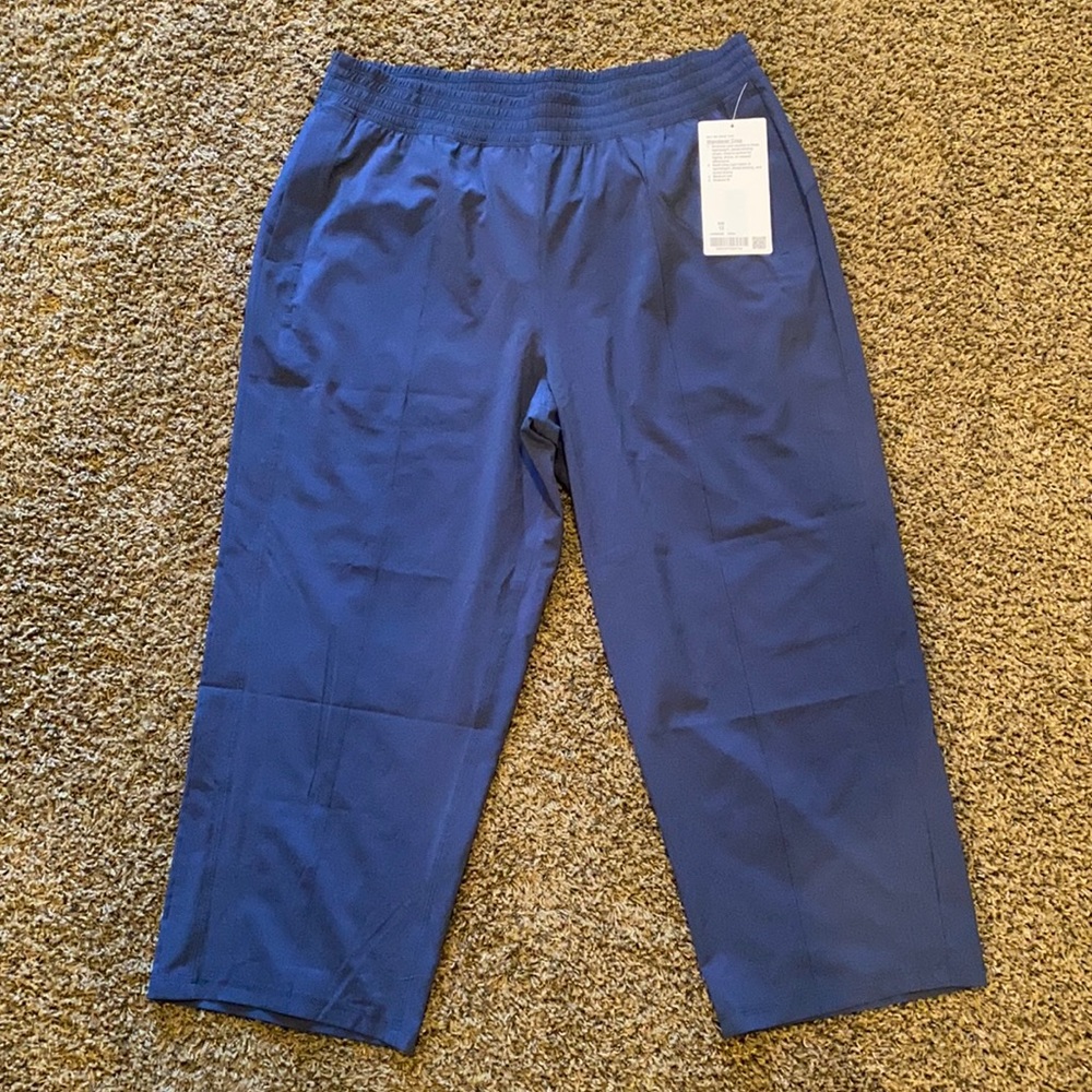 Navy Lululemon Wide Leg Cropped Track Pant